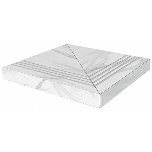 Ступень Kerama Marazzi Монте Тиберио лаппатированный угловая универсальная клееная белый 33х33 см