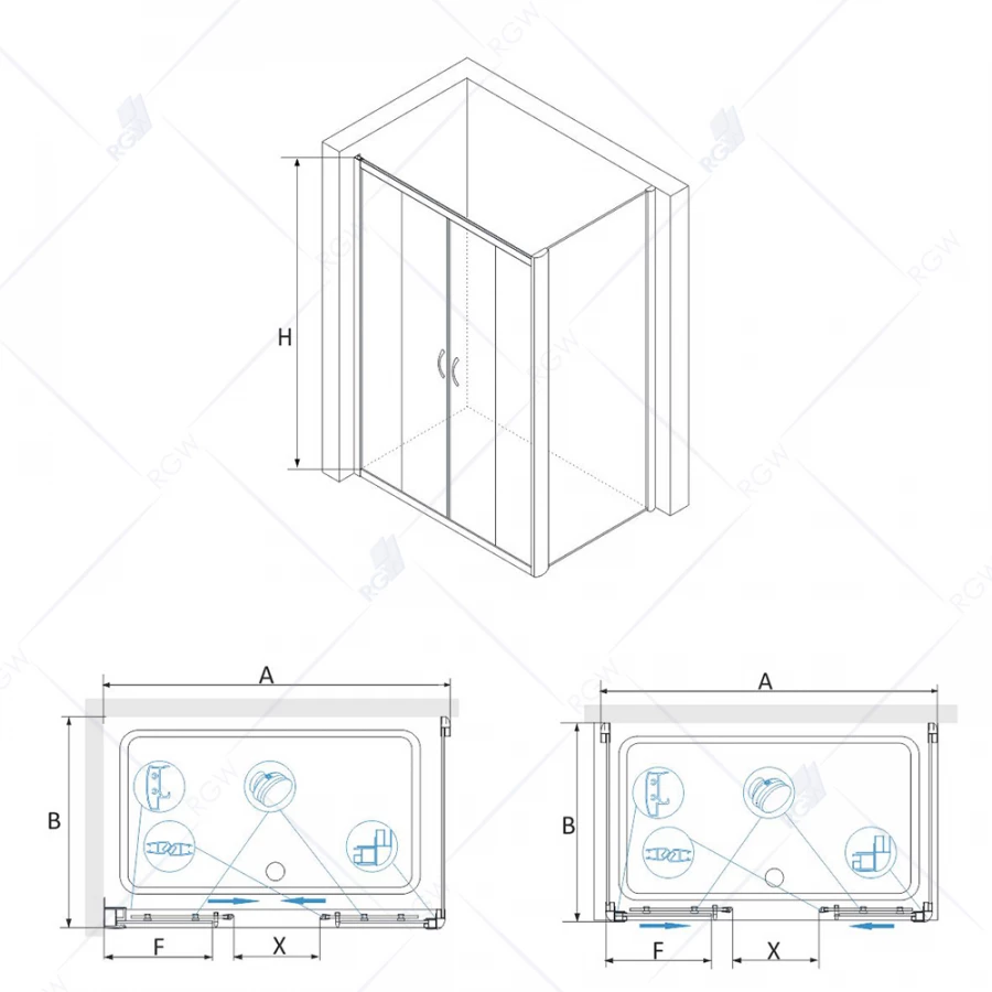Душевой уголок RGW PA-41 PA-11 + Z-050-2 Прозрачное 010841127-011 120х70 см