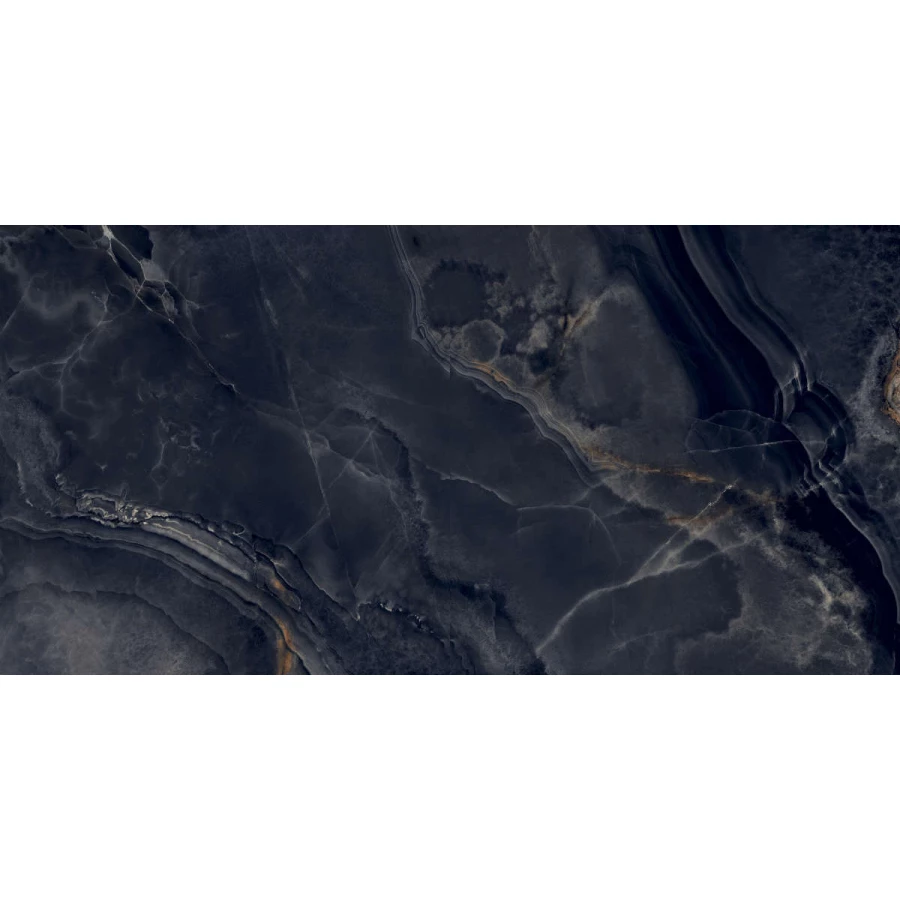 Керамогранит Laparet Interstellar Black глянцевый чёрный 160х80 см