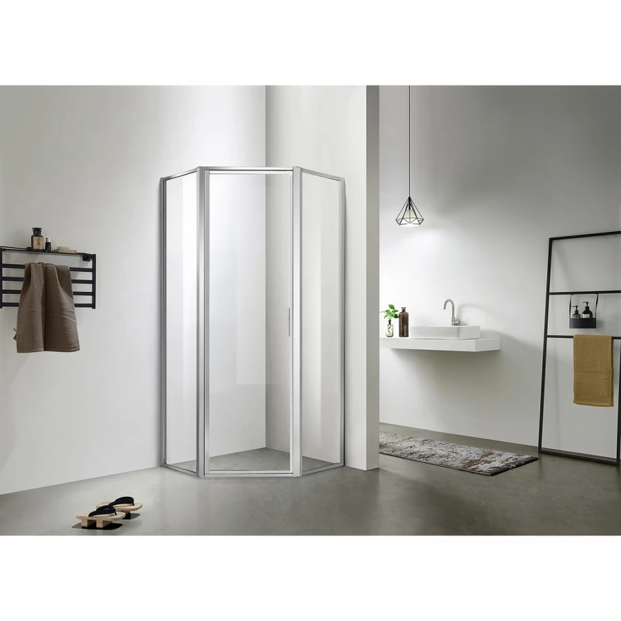 Душевое ограждение Azario Richmond 5-угольный без поддона прозрачное стекло 6 мм профиль серебро AZ-NAG3231 1000 100х100х200 см