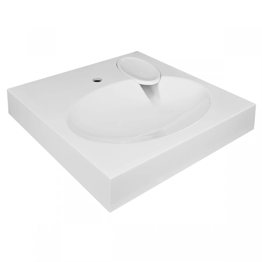 Раковина Azario Elegance new литьевой мрамор сифон в комплекте белая CS00086606 60х60х10 см