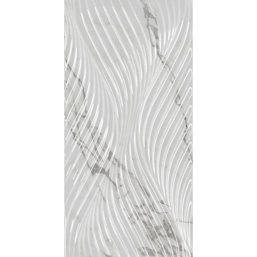 Плитка настенная Kerama Marazzi Коррер структура обрезная глянцевая белая 11281R 60x30 см