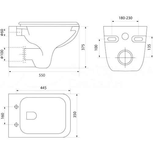 Унитаз подвесной безободковый Iddis Vibe VIBRDSEi25 35х37,5 см