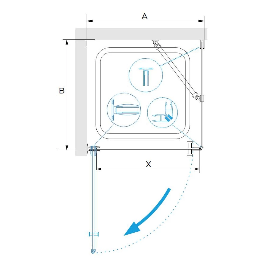 Душевой уголок RGW HO-034 Прозрачное 35063400-11 100х100 см
