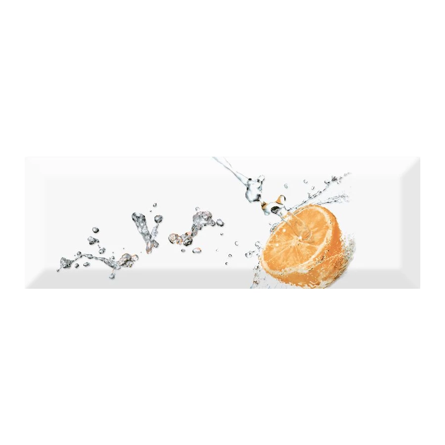 Плитка настенная Absolut Keramika Decor Fresh Orange глянцевая белая AK0610 30х10 см
