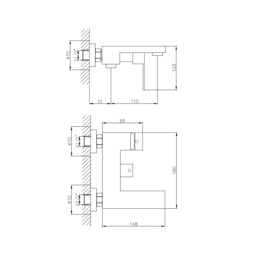 Смеситель для ванны Haiba сталь HB60803-2