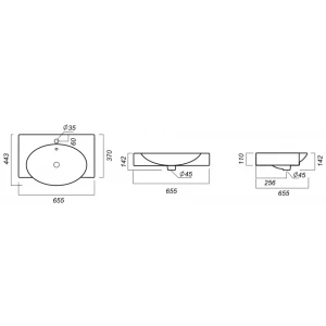 Умывальник Sanita Luxe Infinity 65 с кронштейнами и полотенцедержателем INF65SLWB01KR