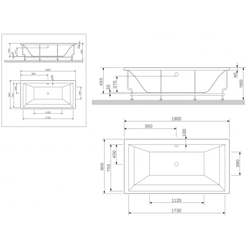 Декоративная боковая панель для ванны Am Pm Admire W1AA-190-090W-S