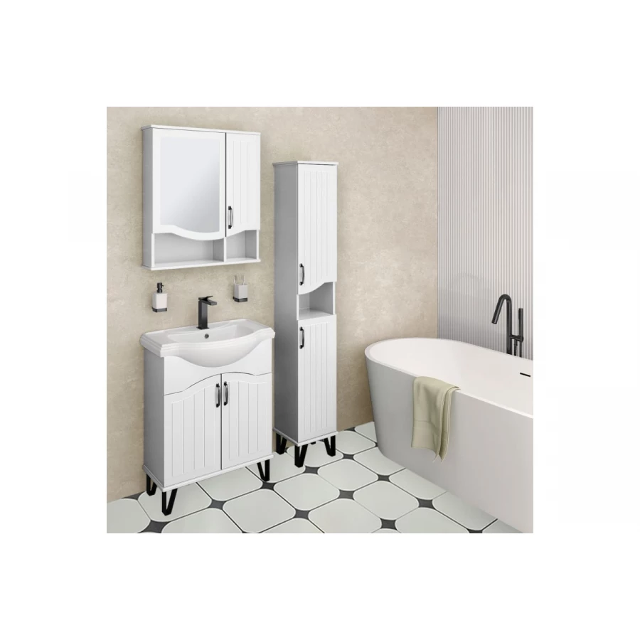Тумба под раковину Runo Марсель 65 белая под умывальник Классик 65 00-00001200