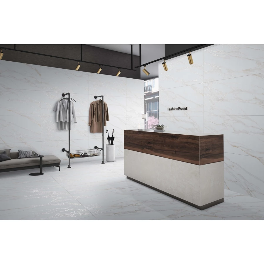 Керамогранит настенный Realistik Noble Pearl Matt Carving матовый бело-серый 120x60 см