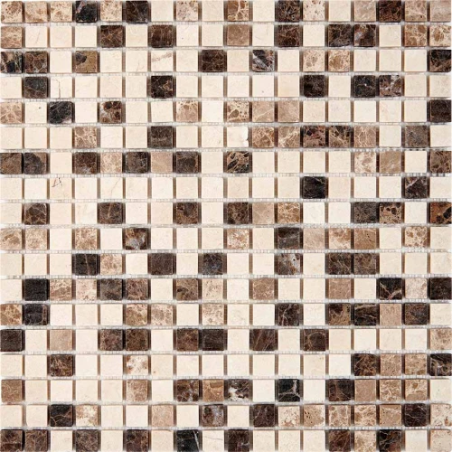 Мозаика Pixel mosaic Мрамор Emperador Dark light Crema Nova чип 15x15 мм сетка Матовая Pix 271 30,5х30,5 см