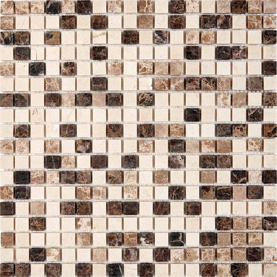 Мозаика Pixel mosaic Мрамор Emperador Dark light Crema Nova чип 15x15 мм сетка Матовая Pix 271 30,5х30,5 см