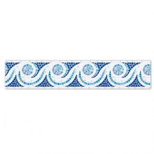 Бордюр из стеклянной мозаики Trend Aquatica Fox Trot 2х2 бело-голубой FOXTr 16х15 cм