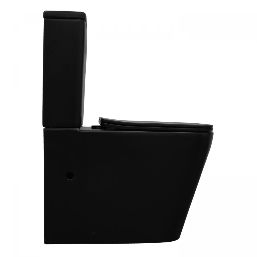 Унитаз-компакт Azario Black King безободковый с быстросъемным сиденьем микролифт черный матовый AZ-8303D 37х64х81 см