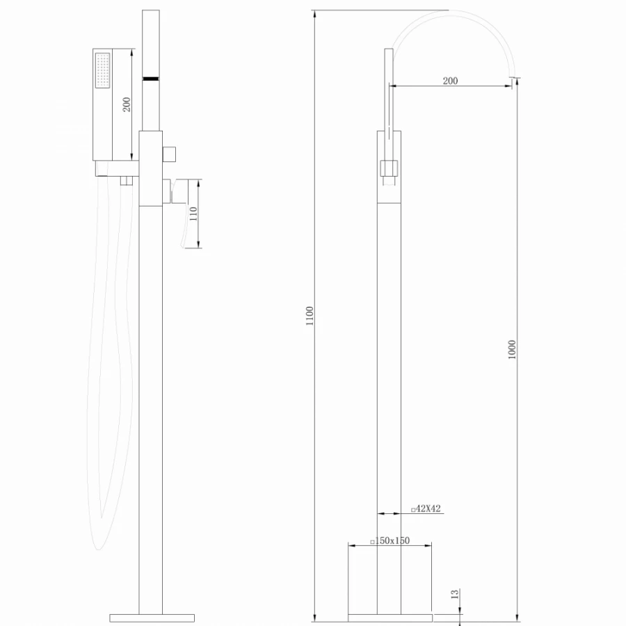 Смеситель Abber Wasserfall напольный золото матовое AF8615G