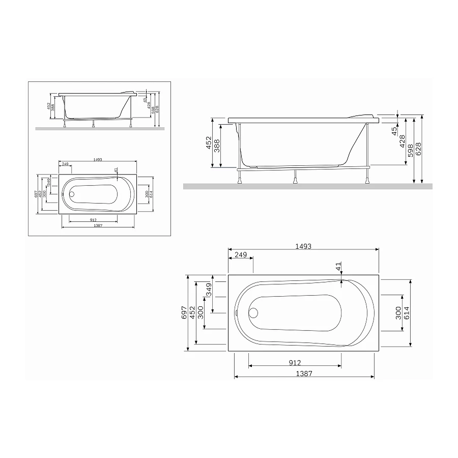 Декоративная фронтальная панель для ванн Am Pm Joy Spirit W85A-150-070W-P 150х70 см