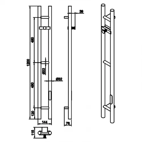 Полотенцесушитель электрический Boheme Duo 729-MG 120х14,4 см