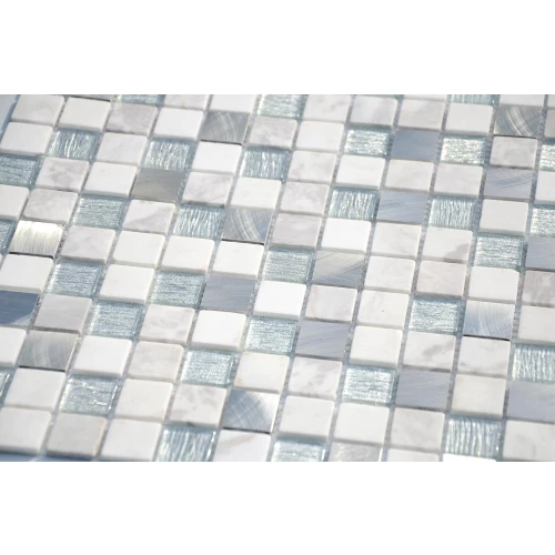 Мозаика из стекла и натурального камня LeeDo Ceramica Ice Velvet серебристо-белый 29,8x29,8 см