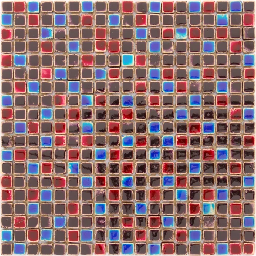 Мозаика из натурального камня с декоративным покрытием Caramelle Mosaic Arlecchino 4 черно-красный 31x31 см