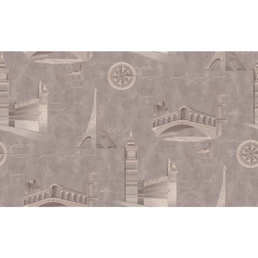 Обои флизелиновые Palitra Life Travel Wall коричневые PL72406-45 1,06х10,05 м