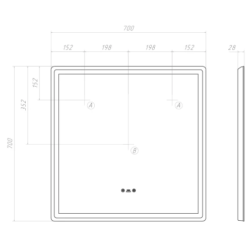 Зеркало Vigo Geometry Step 700 233 70x70 см