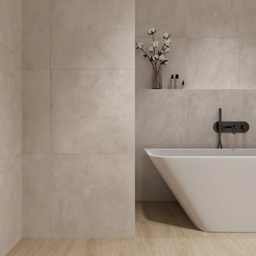 Керамогранит Arcadia Ceramica Cementum Bianco матовый бежевый RT6001-A 60х60 см