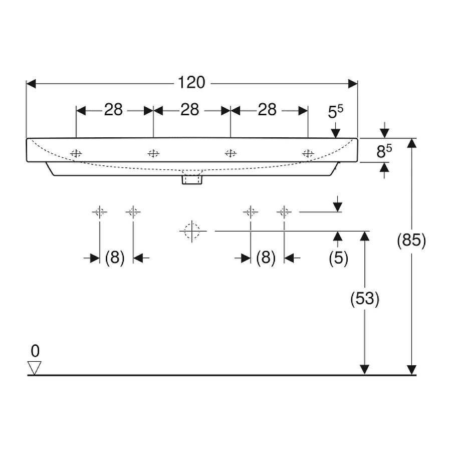 Раковина Geberit Smyle Square 500.253.01.1 120x48 см