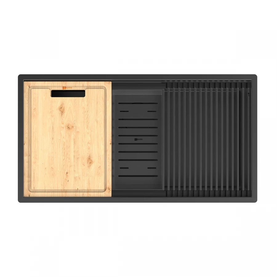 Кухонная мойка Lemark Tabaga 820 прямоугольная из нержавеющей стали с аксессуарами в комплекте черный 9932136