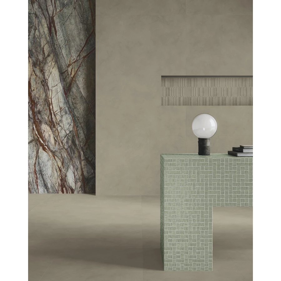 Плитка настенная Ape Ceramica Verse Llich Mud Rect матовая коричневая A044655 120x40 см