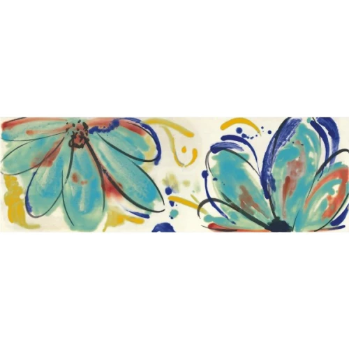 Декор Imola Ceramica Shades Flowers Sea Mix блестящий многоцветный 60x20 см
