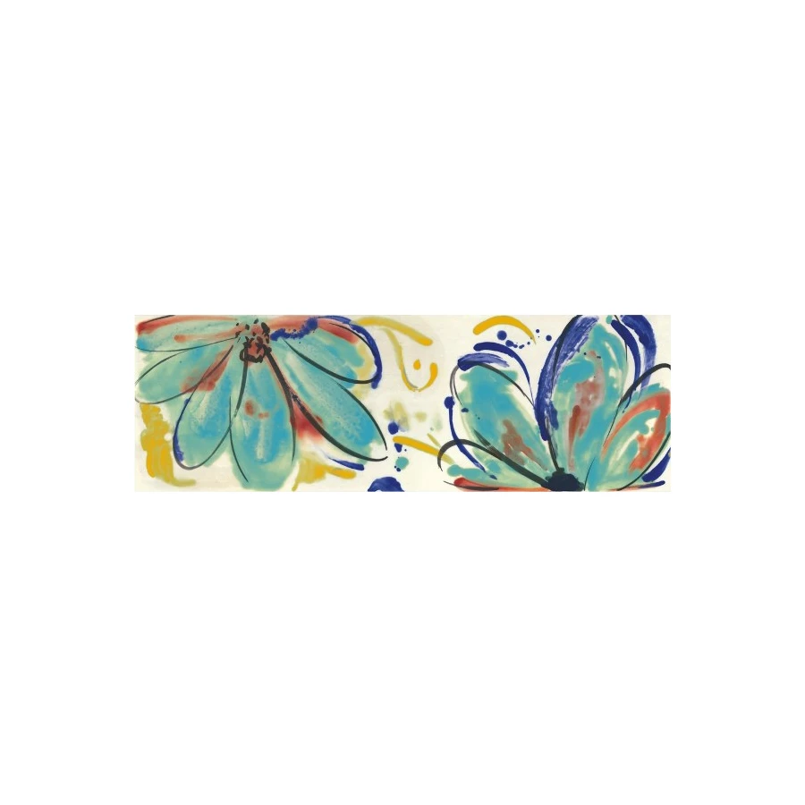 Декор Imola Ceramica Shades Flowers Sea Mix блестящий многоцветный 60x20 см