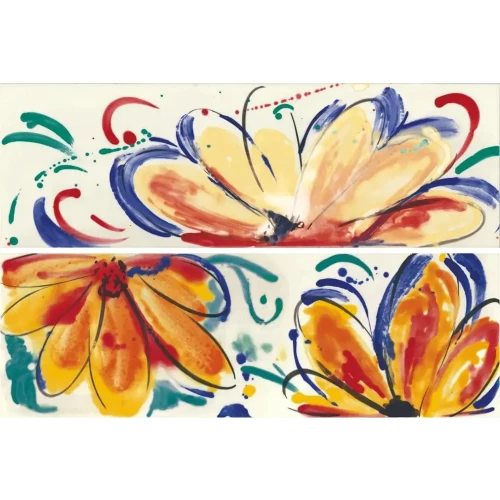 Декор Imola Ceramica Shades Flowers Sun Mix блестящий многоцветный 60x20 см