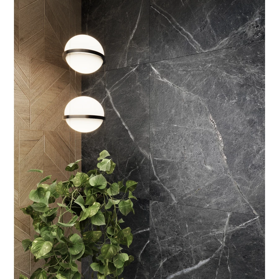 Керамогранит Arcadia Ceramica Cassero Nero Carving черный CR4017-A 120х60 см