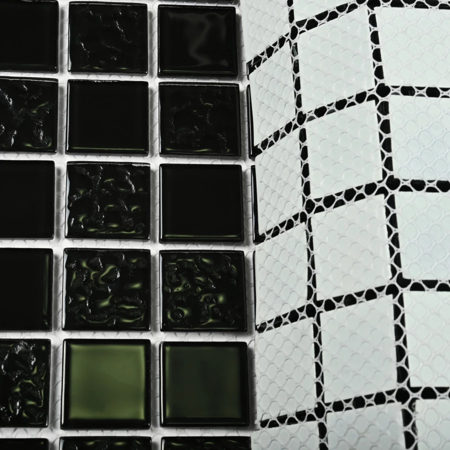 Мозаика Bonaparte Стеклянная мозаика Black Rose 25х25 глянцевая черная 30х30 см