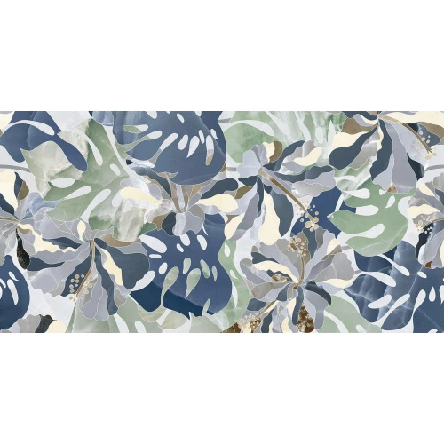 Керамогранит ITC Agate Monstera Polished глянцевый синий 120х60 см