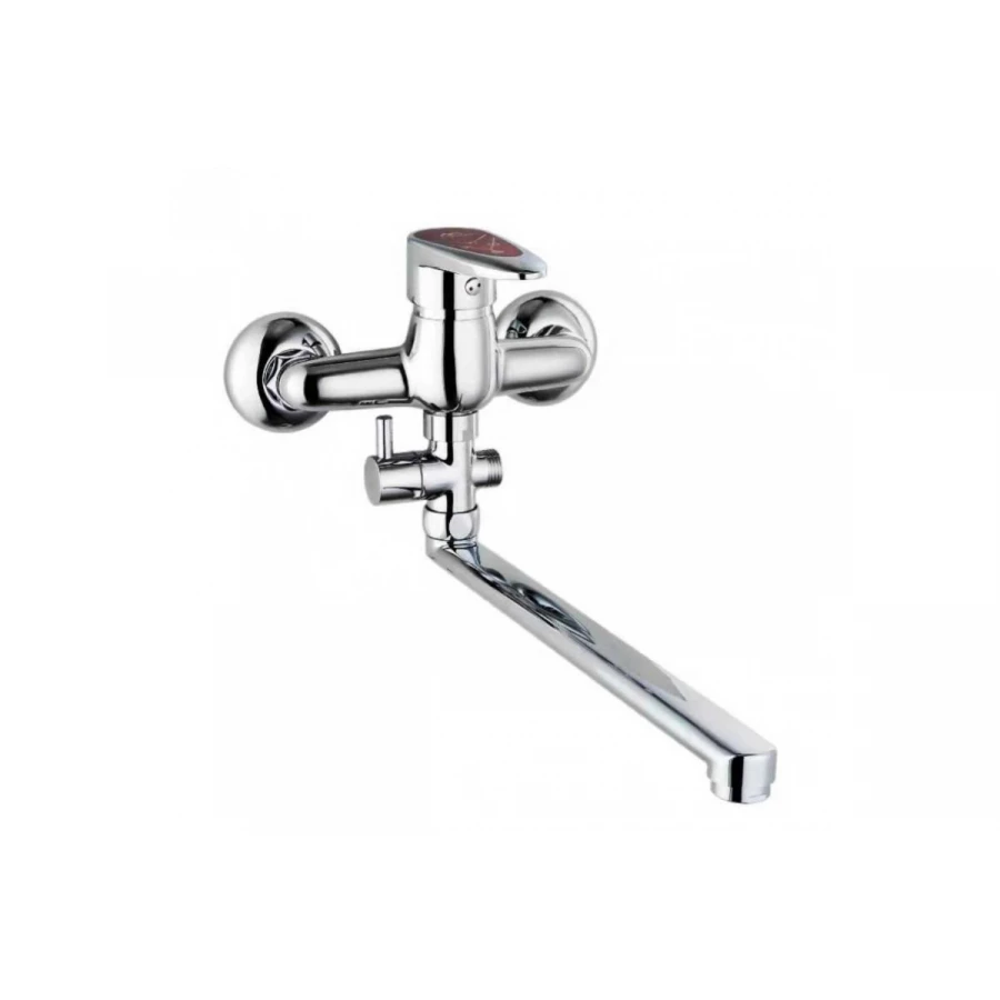 Смеситель Fashun для ванны и душа хром ручка красная A2150RED