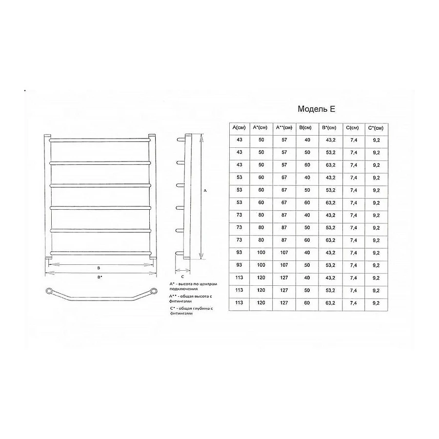Полотенцесушитель электрический Двин E 4627085910299 80х50 см