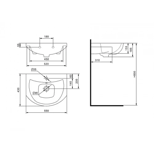 Раковина накладная Santek Балтика 1.WH50.1.702 55 см