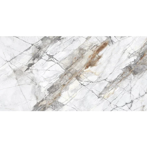 Керамогранит Planet Ceramics UKYF 6234 глянцевый с золотом белый 120х60 см