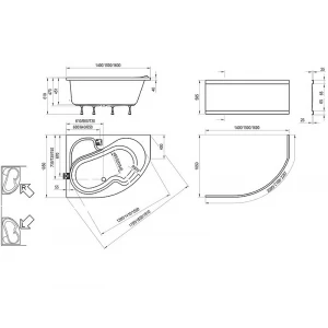 Ванна Ravak Rosa I P правая CJ01000000 150x105 см