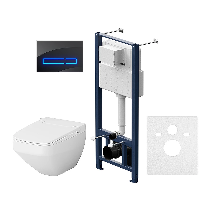 Инсталляция с с подвесным унитазом Am Pm Inspire V2.0 FlashClean с электронной крышкой-биде CleanCare и клавишей IS450A38.ccc50a