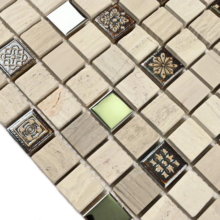 Мозаика Bonaparte Каменная мозаика Milan-2 20х20 металлизированная серая 30,5х30,5 см