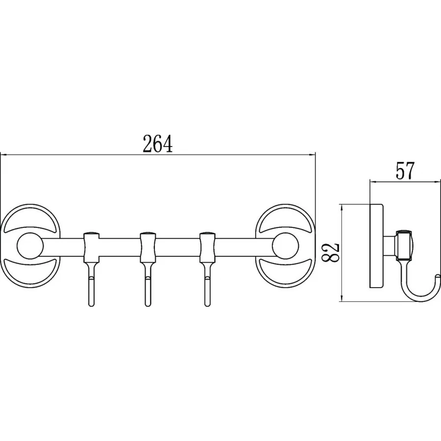 Планка с крючками Savol 3 крючка 70 S-008203