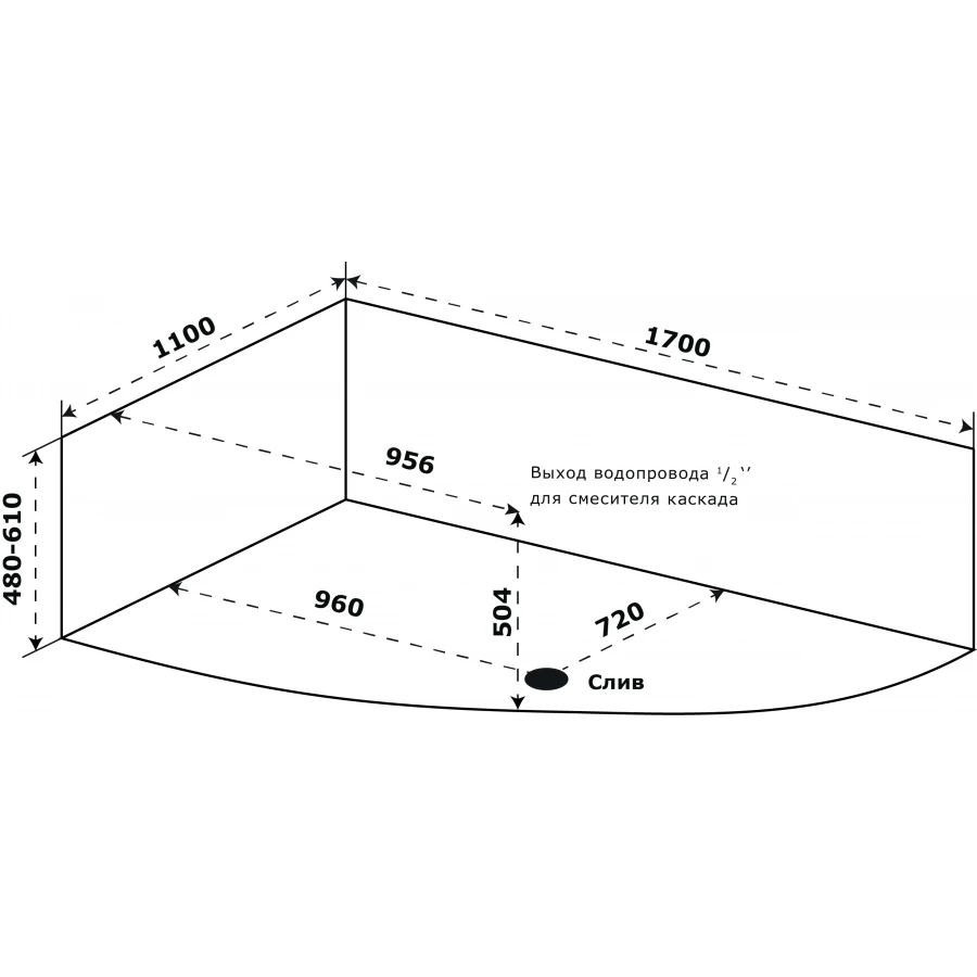 Ванна акриловая Azario Микона правая МИВ0004 170х110 см
