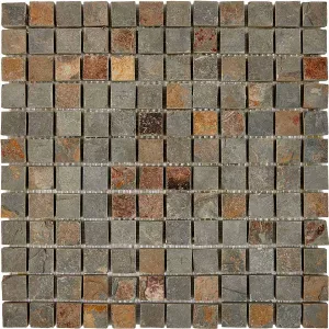 Мозаика Pixel mosaic Сланец Slate Rusty чип 23х23 мм сетка Pix 299 30,5х30,5 см