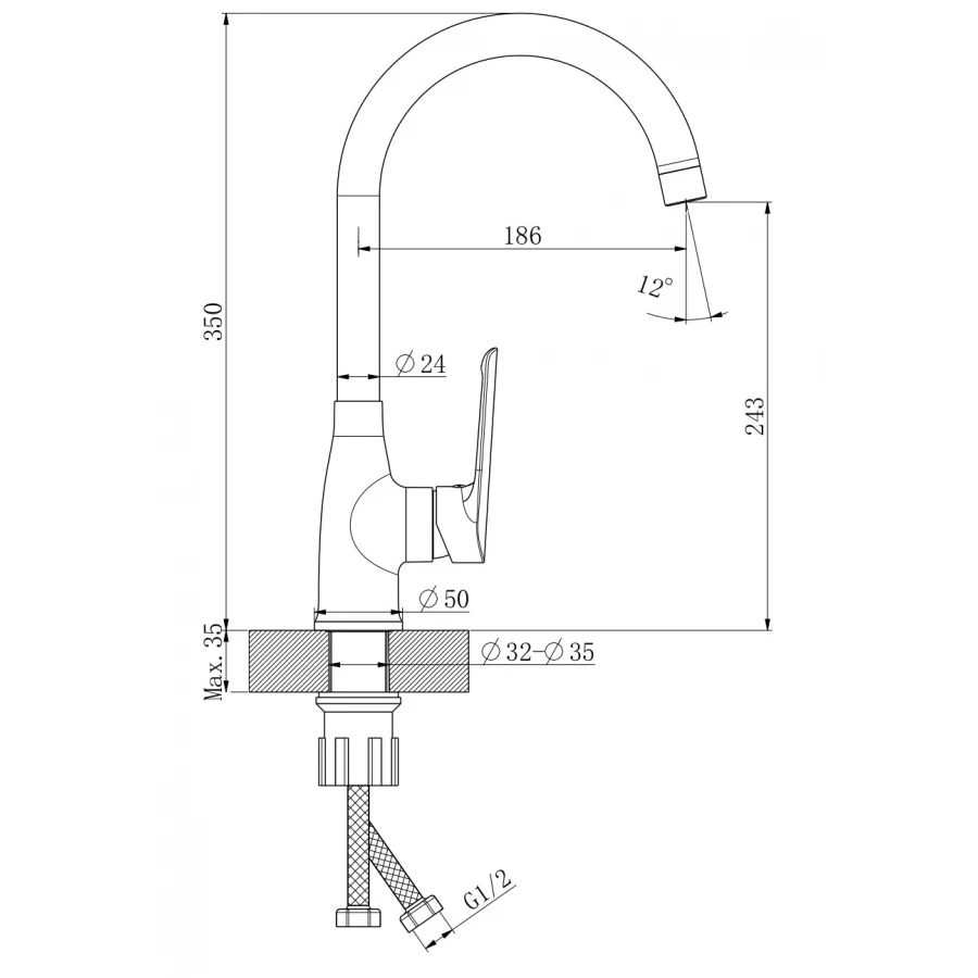 Смеситель для кухни Esko Lagos Black LG519B