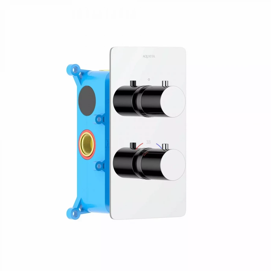 Смеситель Aquatek Европа термостатический для ванны 2 режима внешняя и скрытая часть хром AQ1392CR