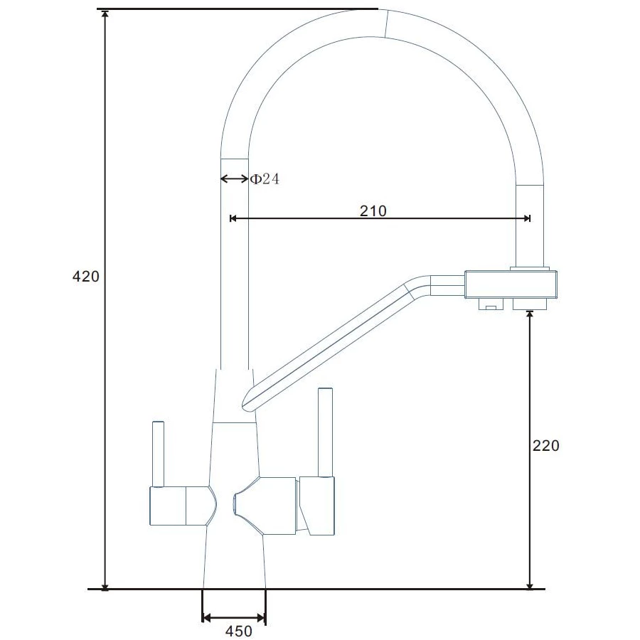 Смеситель Esko для кухни нерж с подключением к фильтру черный K25 B