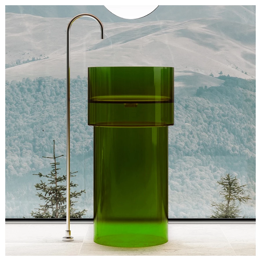 Раковина отдельностоящая прозрачная Abber Kristall зеленая AT2701Emerald