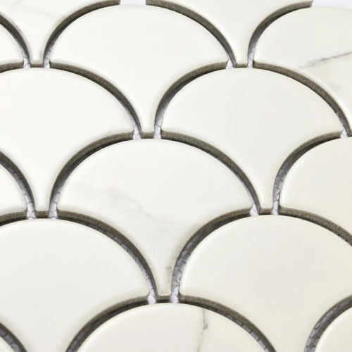 Мозаика Bonaparte Керамогранитная мозаика Calacatta-scale 74,4х70 глянцевая белая 25,5х21,9 см